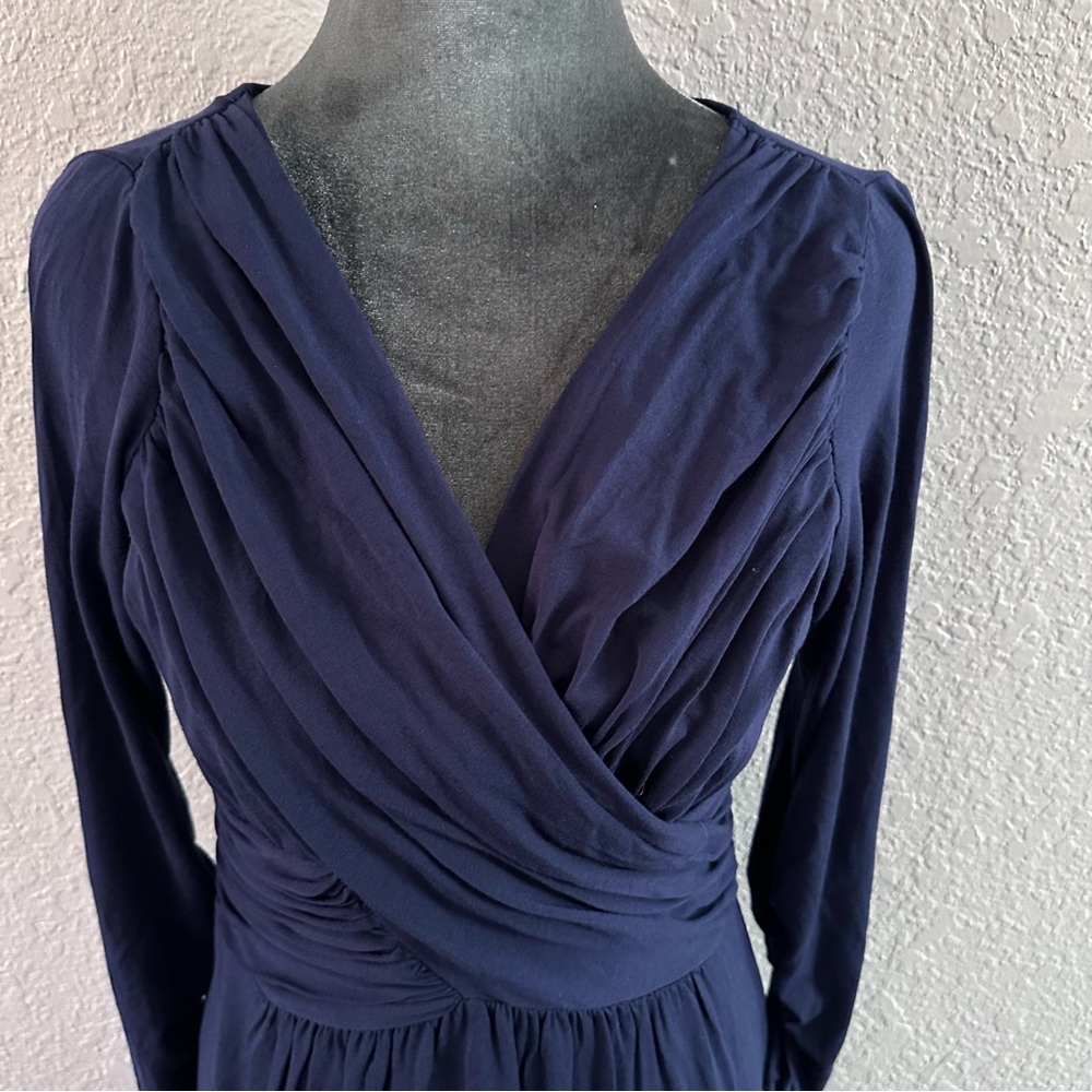 Max Studio Navy Faux Wrap Long Sleeve Dress Size M - Picture 2 of 9